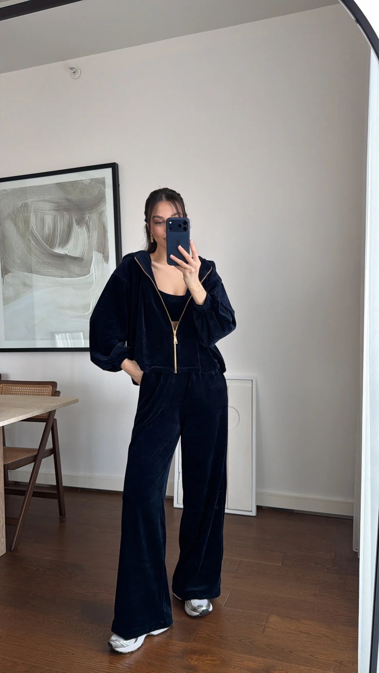 Teget baršunasti trodelni komplet💙