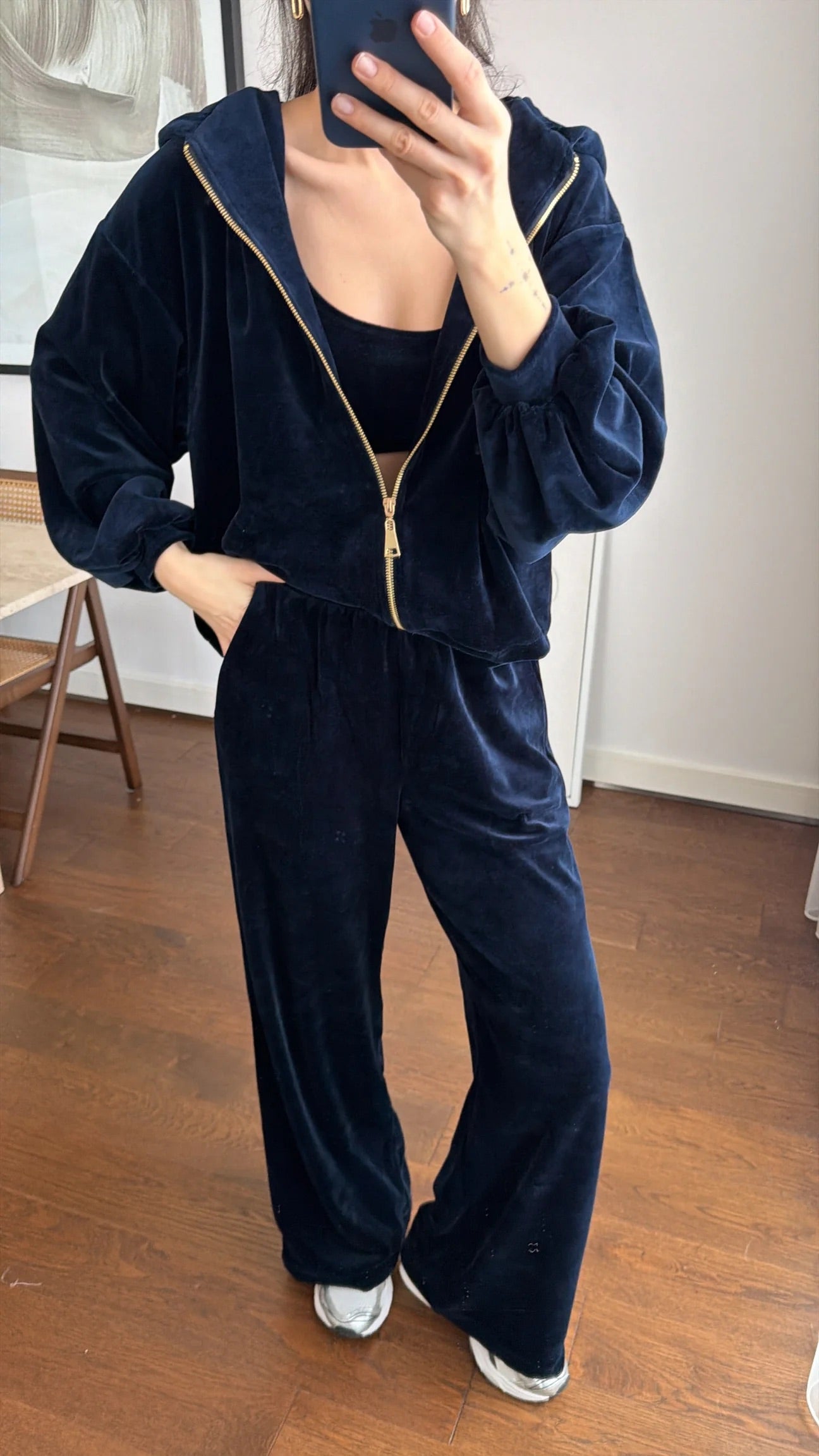 Teget baršunasti trodelni komplet💙